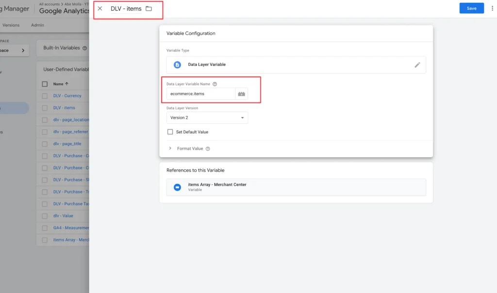 Configuring ga4 ecommerce tracking with gtm variables