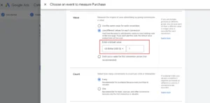 Select Use different values for each conversion and set a default value